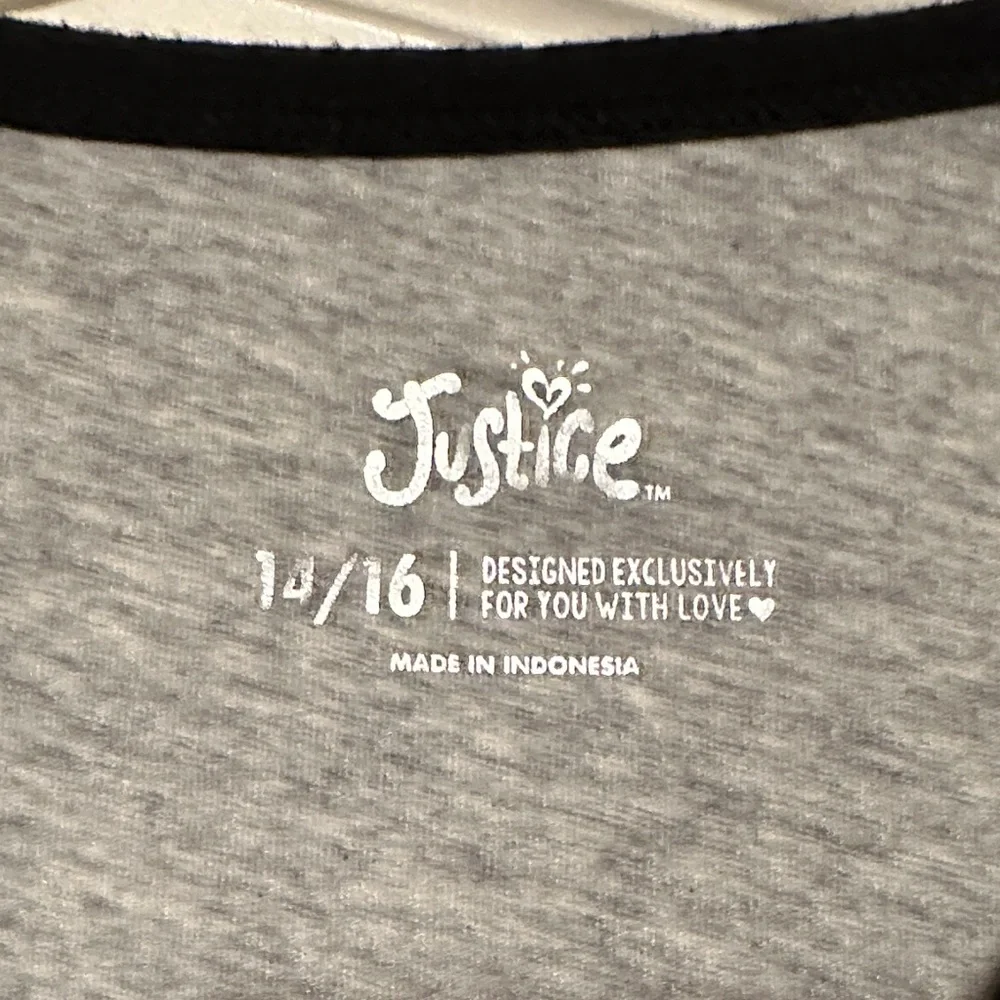 Justice Heather Gray Tee with Black Accents - Picture 2 of 8